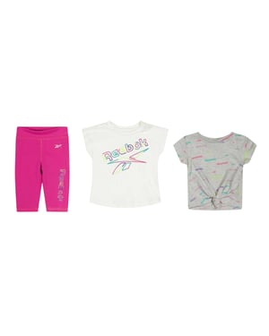 Reebok - Ober- und Unterteil-Set für Kinder (Pink/Weiß/Grau)