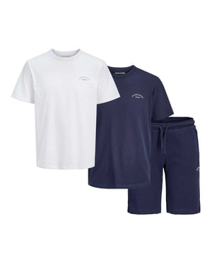 Jack And Jones - T-Shirt und Shorts für Kinder (Marine/Weiß)