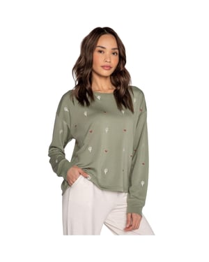 PJ Salvage - "Salvage" Hemd für Damen, Sweatshirt-Stoff (Oliv)