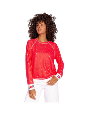 PJ Salvage - "Loved" Pullover für Damen, leger, Raglanärmel (Rot)