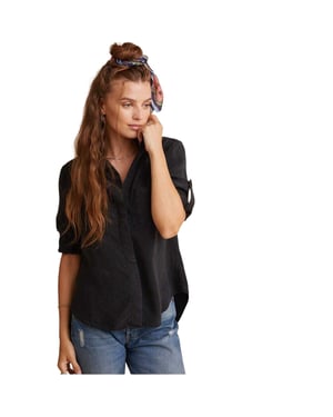 Bella Dahl - Hemd für Damen, Schlitz im Rücken, leger, 3/4 Ärmel (Schwary)