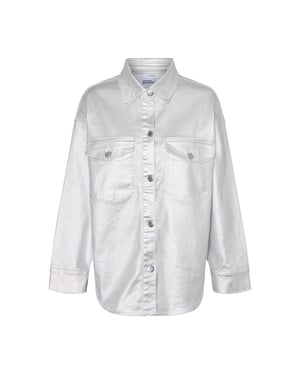 Vero Moda - "Riva" Hemd für Damen, Überschnittene Schulter, Übergroß (Silber)