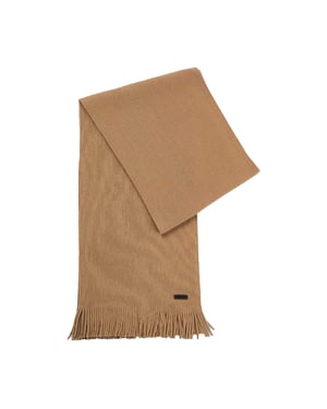Boss - "Albas" Schal für Herren, Logo, Schurwolle (Beige)
