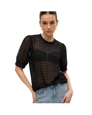 Vero Moda - Bluse für Damen, Rundhalsausschnitt, leger (Schwarz)