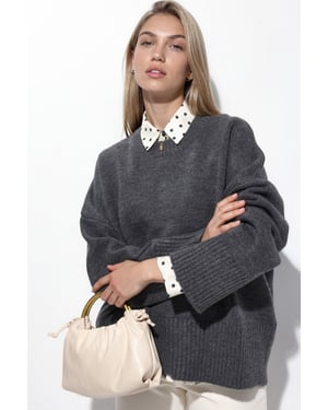 Oversized Rundhalsausschnitt Strickpullover