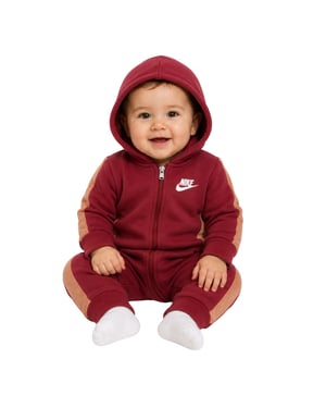 Nike - Overall für Baby, mit Kapuze, Polyester-Baumwollmischgewebe (Rot)