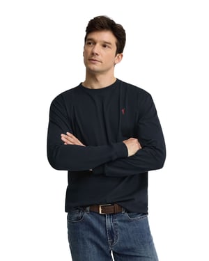 Langärmliges T-Shirt marineblau mit geradem Schnitt und Rigby Go Stickerei
