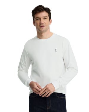 Langärmliges T-Shirt weiß mit geradem Schnitt und Rigby Go Stickerei