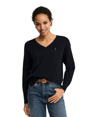 Pullover marineblau mit V-Kragen und Rigby Go Logo