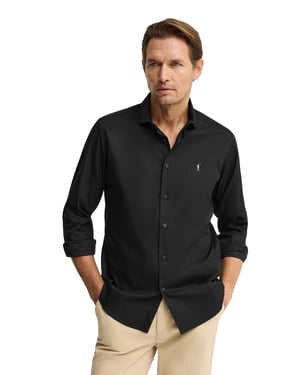 Hemd schwarz im Slim Fit mit Rigby Go Logo