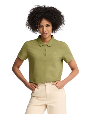 Poloshirt blattgrün mit Rigby Go Stickerei im Regular Fit