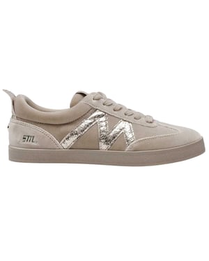 Steve Madden - Metallic Sneaker für Damen, Wildleder (Graubeige)