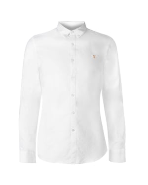 Farah - Button-Down-Hemd für Herren, Oxford-Stil, Langärmlig (Weiß)