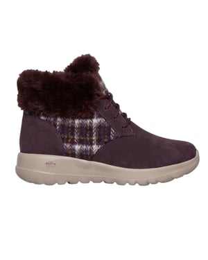 Skechers - "Go Joy" Karo Sneaker für Damen, Wildleder (Burgunderrot)