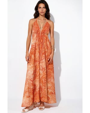 Ethnisch gemustertes Bohemian Maxikleid
