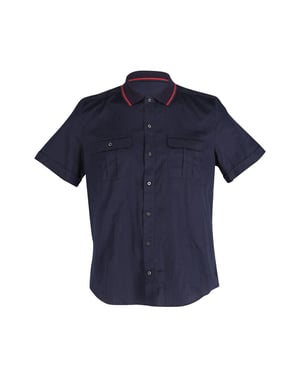 Gucci gestreiftes Kragenhemd aus navyblauer Baumwolle