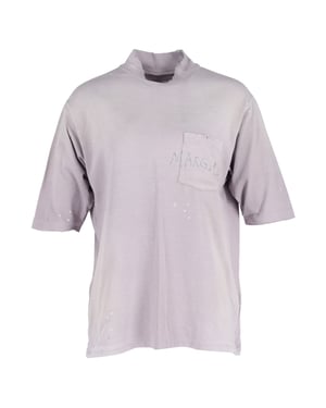 Maison Margiela T-Shirt mit handgeschriebenem Logo aus lila Baumwolle