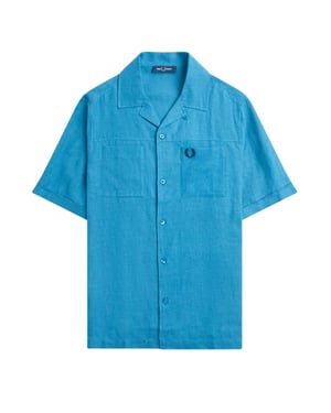 Fred Perry - "Runaway" Hemd für Herren, Leinen (Blaugrün)
