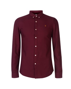 Farah - Button-Down-Hemd für Herren, Oxford-Stil, Langärmlig (Burgunderrot)