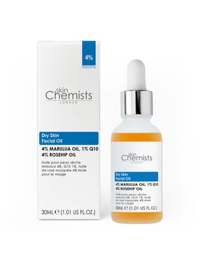 skinChemists Anti-Aging-Gesichtsserum für trockene Haut, 30 ml, mit Marulaöl (4 %), Q10 (1 %) und Hagebuttenöl (4 %)