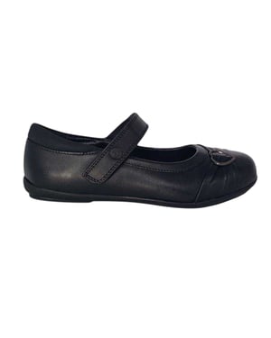 Pretty Green - "Loreto" Schul-Uniform-Schuhe für Mädchen, Leder, gepolstert, Flach (Schwarz)