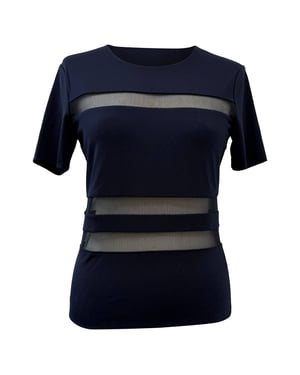 T Alexander Wang Mesh Accent T-Shirt in Marineblau Rayon