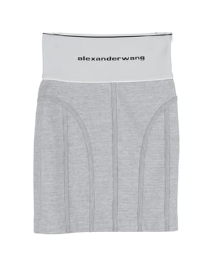 Alexander Wang Logo-Minirock mit elastischem Bund aus grauer Baumwolle