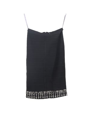 Herve Leger Rock mit verziertem Saum, knielang, aus schwarzem Viskose