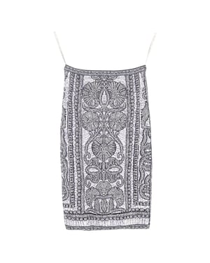 Herve Leger Minirock mit Jacquardmuster aus schwarz-weißer Viskose