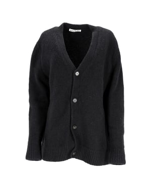 Acne Studios V-Ausschnitt-Strickjacke mit Knöpfen aus schwarzer Wolle