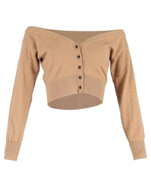 Alexander Wang Transparenter, kurzer Cardigan mit Passe aus brauner Wolle