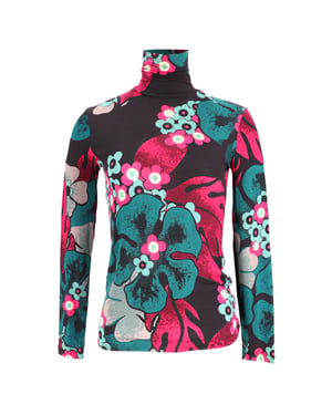 Dries Van Noten Langarmshirt mit Rollkragen und Blumenmuster aus mehrfarbigem Viskose