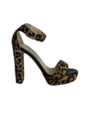 Jimmy Choo Holly Plateausandalen aus Tierdruck-Ponyhaar