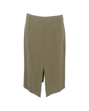 Roland Mouret Midi-Bleistiftrock mit Schlitz vorne aus olivgrüner Wolle