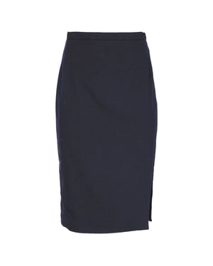 Altuzarra Midi-Bleistiftrock mit Seitenschlitz aus marineblauer Wolle