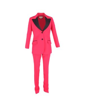 Gucci Blazer- und Hosen-Set mit kontrastierendem Revers aus rosa Wolle