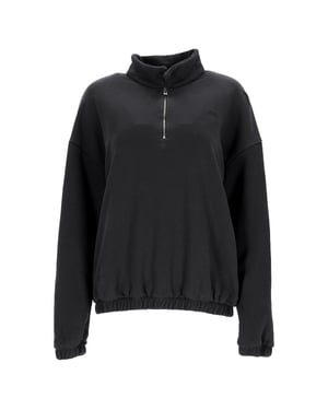 Toteme Pullover mit halbem Reißverschluss aus schwarzer Baumwolle