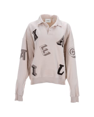 Axel Arigato – Pullover mit Typo-Kragen aus hautfarbener Baumwolle