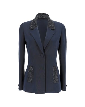 Rochas Blazer mit Verzierungen in Marineblau aus Polyester
