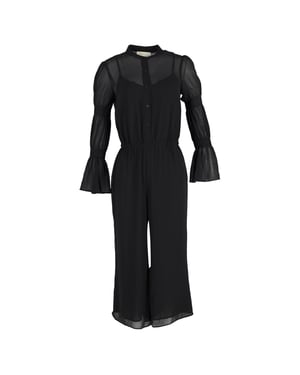 Michael Kors Jumpsuit mit gerafften Ärmeln aus schwarzem Polyester