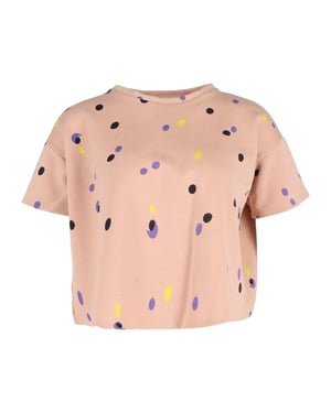 Marni Crop-T-Shirt mit Polka-Dots aus pfirsichfarbener Baumwolle