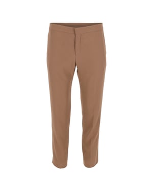 Chloé Hose mit mittelhohem Bund und geradem Bein aus brauner Wolle