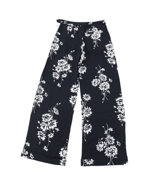McQ by Alexander McQueen Hose mit Blumenmuster und weitem Bein aus schwarzem Polyester