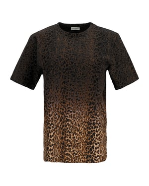 Saint Laurent Ombré-T-Shirt mit Leopardenmuster aus brauner Baumwolle