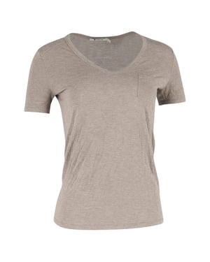 Alexander Wang T-Shirt mit Rundhalsausschnitt und Tasche aus brauner Baumwolle