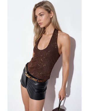 Damen Halter-Crop-Top mit Ausschnitt-Detail