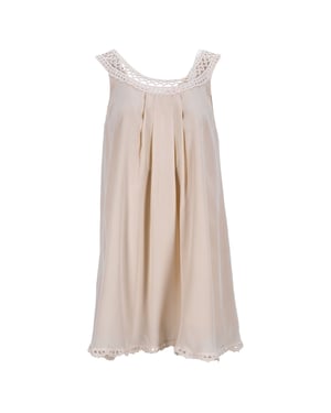 Temperley London Minikleid mit Schweizer Punktmuster und Spitzenträgern in Elfenbeinseide