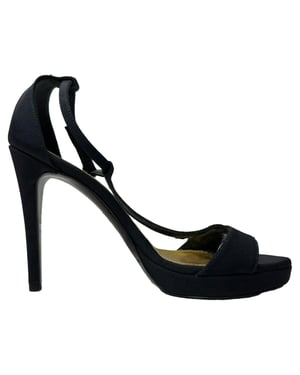 Ralph Lauren Collection Sandalen mit Knöchelriemen aus marineblauem Canvas