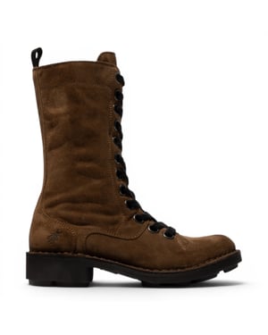Fly London Women's Brown Leather Schnürstiefel mit Kampf-Knöchel – NOLE176