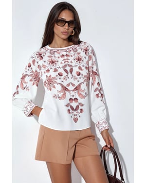 Blumenbestickte Kreppbluse